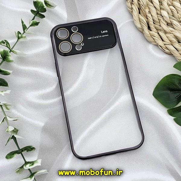 قاب گوشی iPhone 12 Pro Max آیفون طرح طلقی شیشه ای Camera Lens شفاف اورجینال CREATIVE CASE سری Q SERIES رنگ مشکی کد 688